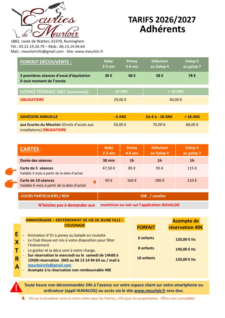TARIFS 2026-2027 A4-1