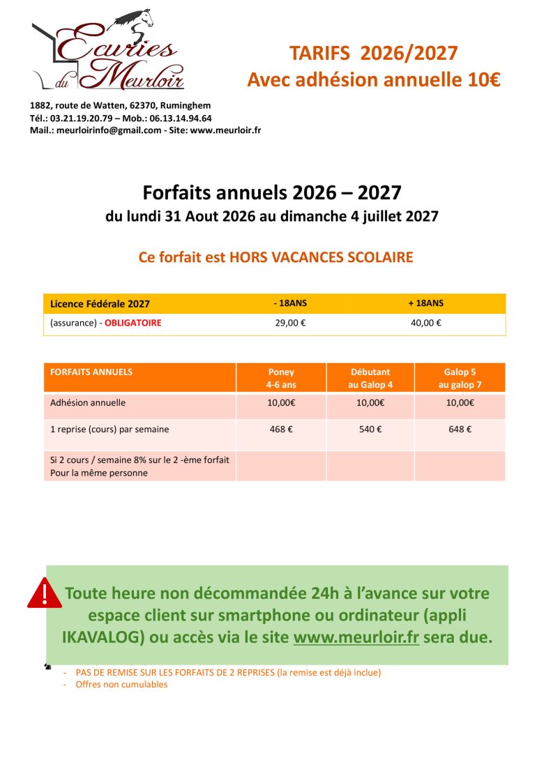 TARIFS 2026-2027 A4-3
